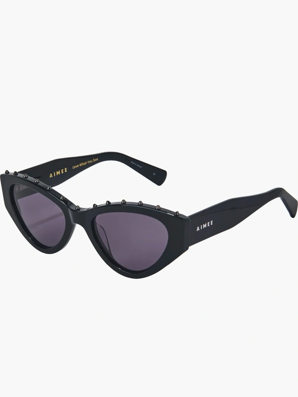 Aimee Leon Dore Black Cat-Eye Sunglasses with Stud Accents